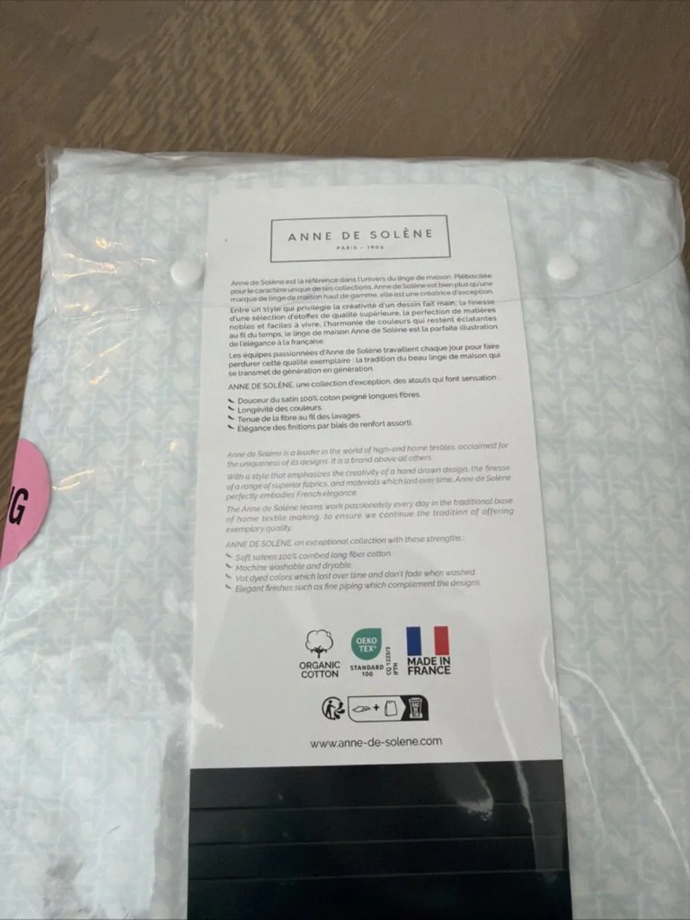 Anne De Solene King Fitted Sheet Satin Bio Blue White Hesperides
